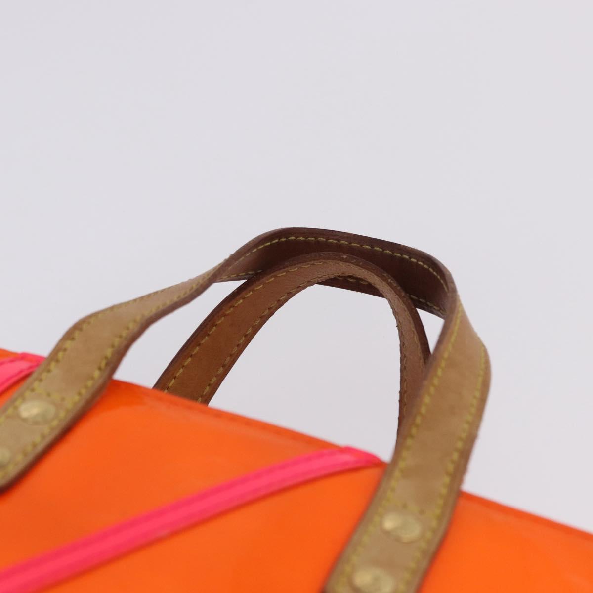 LOUIS VUITTON Monogram Vernis Fluo Reade PM Hand Bag Orange M91905 Auth ka5686