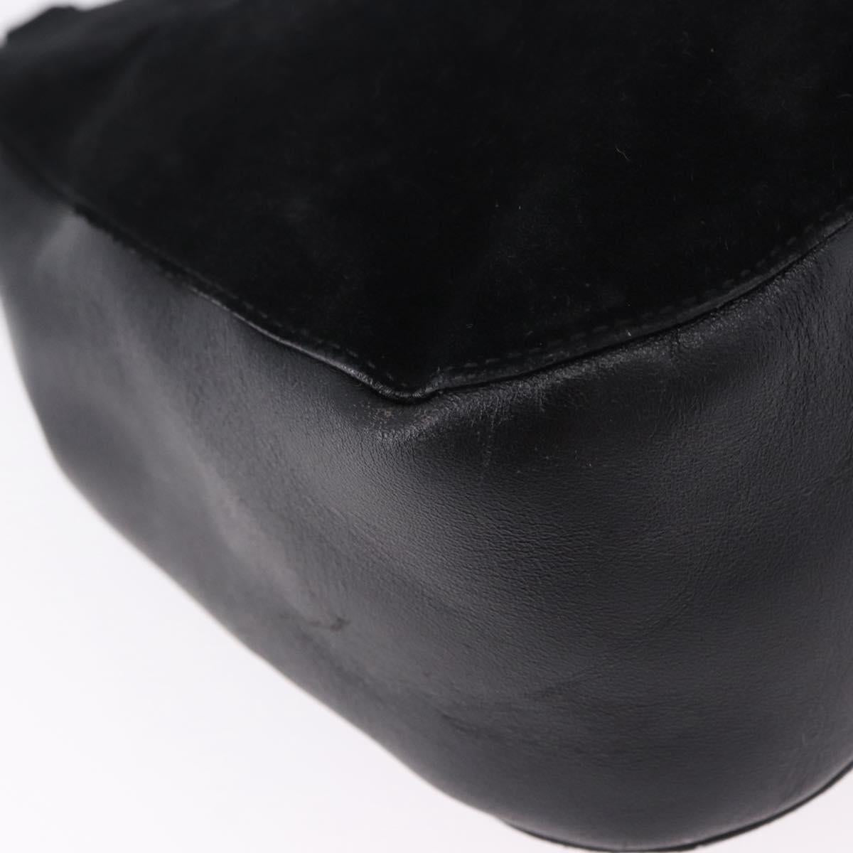 GUCCI Bamboo Hand Bag Suede Black 001 3739 3444 Auth ka5687