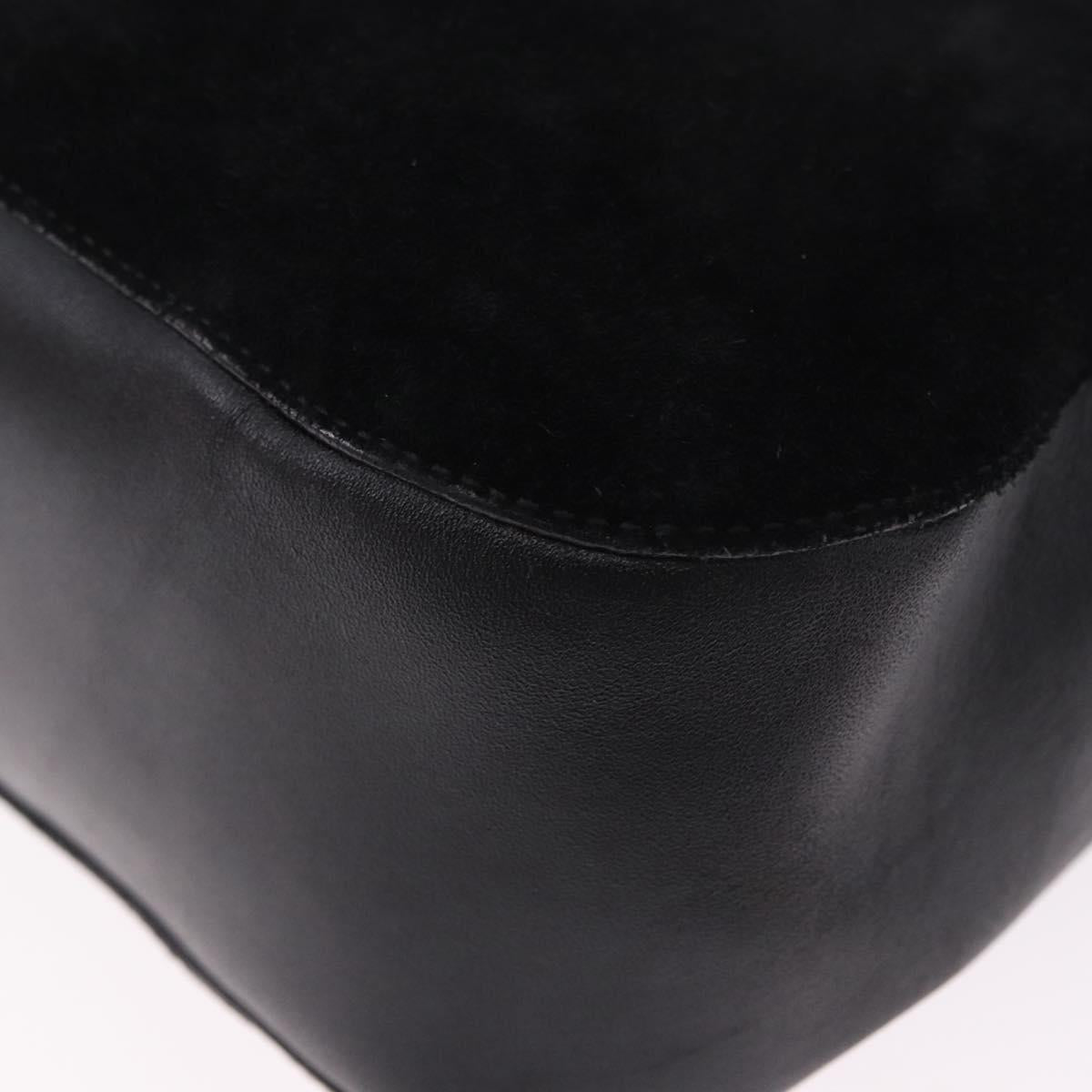 GUCCI Bamboo Hand Bag Suede Black 001 3739 3444 Auth ka5687