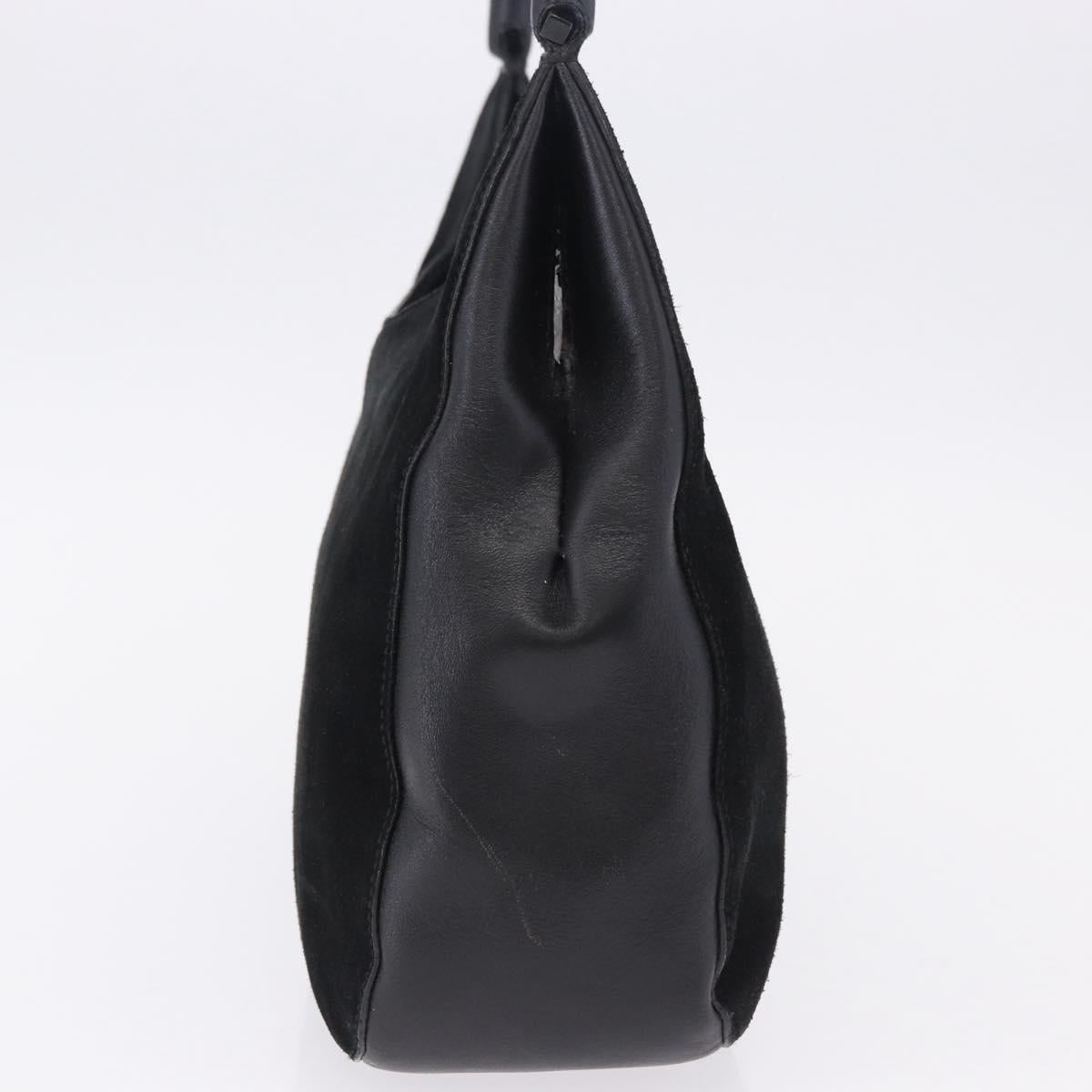 GUCCI Bamboo Hand Bag Suede Black 001 3739 3444 Auth ka5687