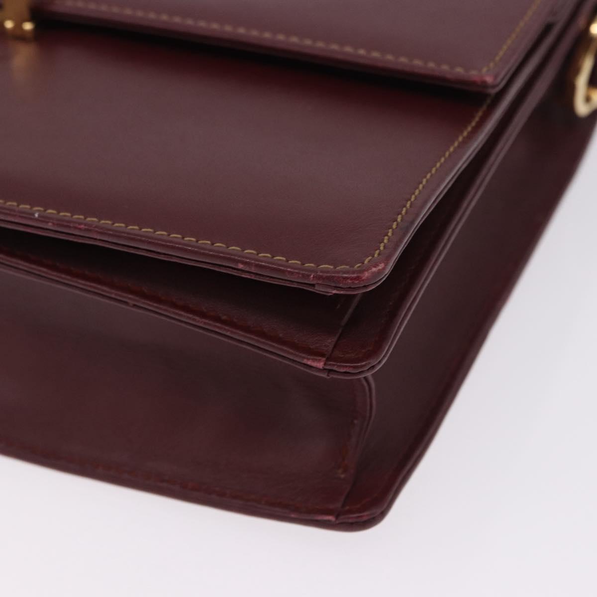 CARTIER Must Line Shoulder Bag Leather Bordeaux Gold Auth ka5688