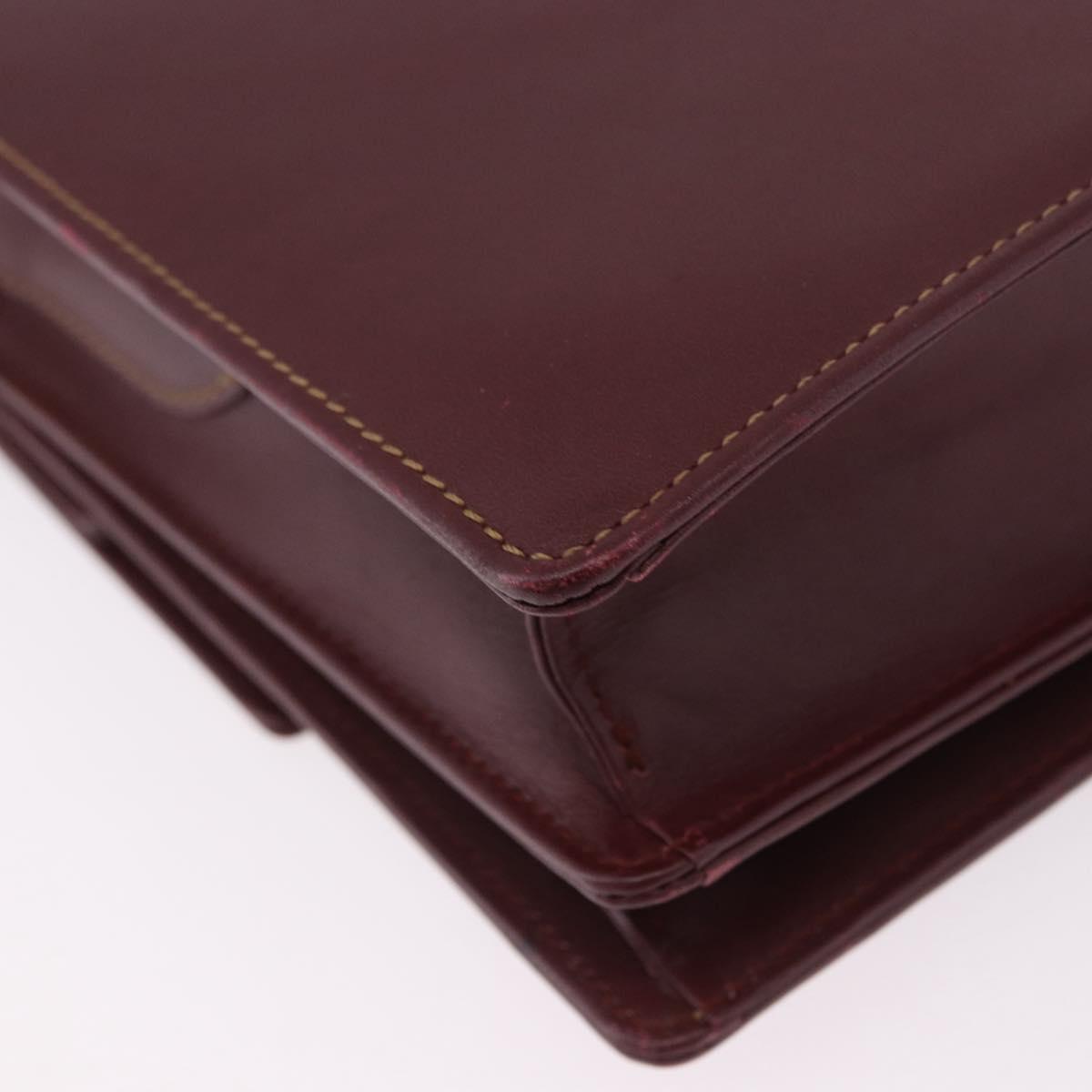 CARTIER Must Line Shoulder Bag Leather Bordeaux Gold Auth ka5688