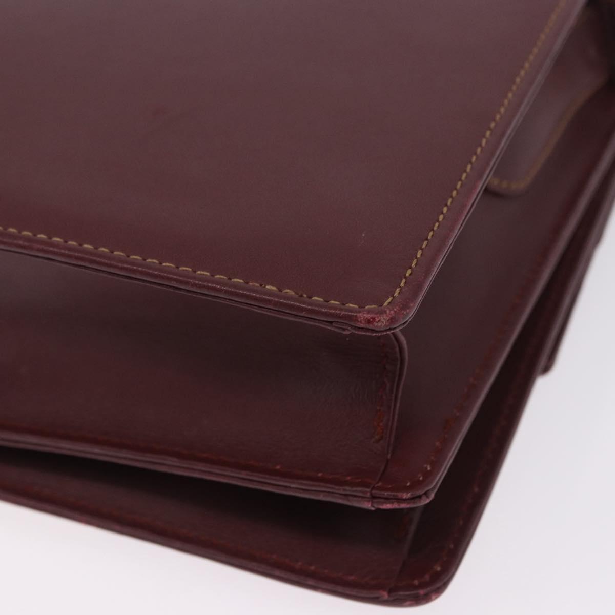 CARTIER Must Line Shoulder Bag Leather Bordeaux Gold Auth ka5688