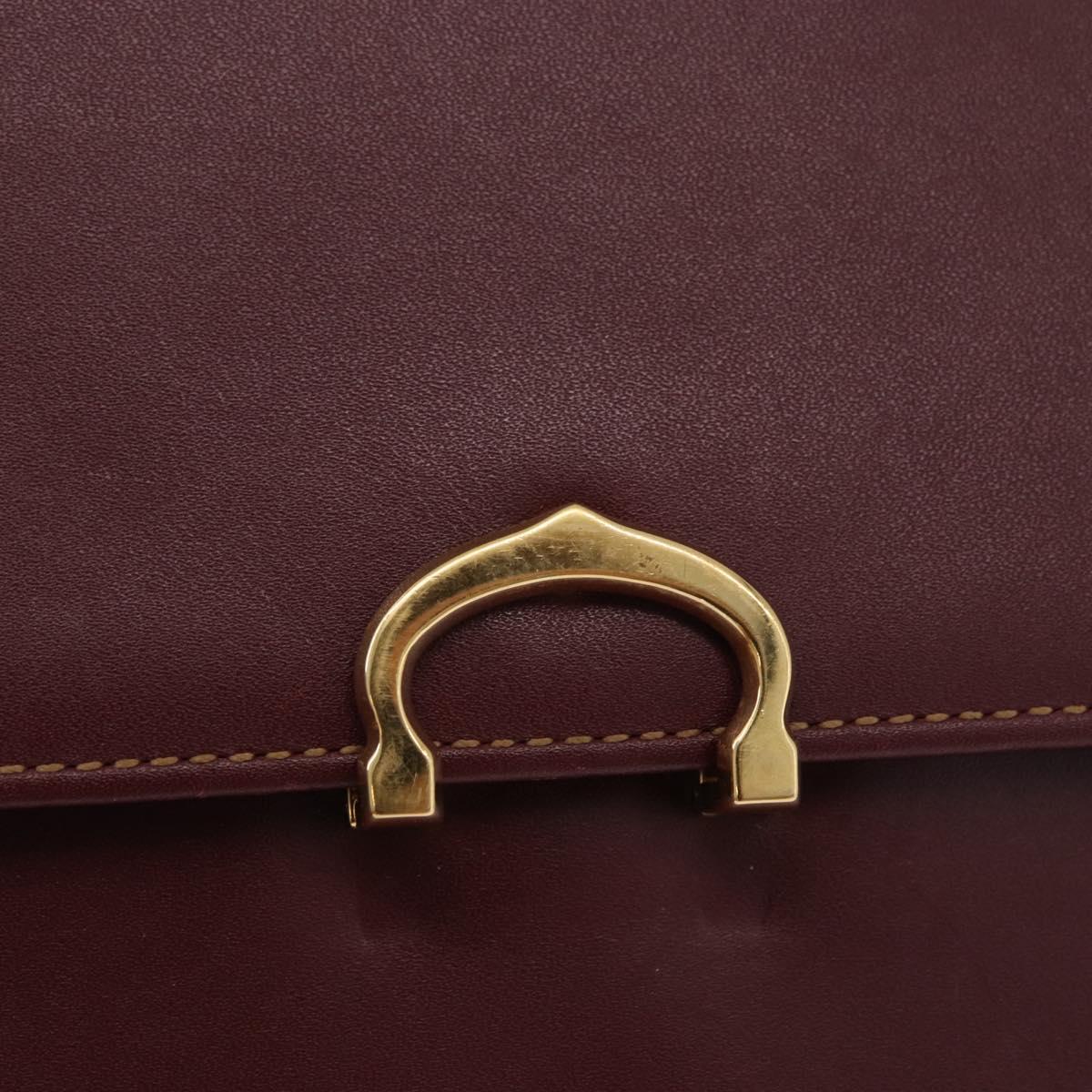 CARTIER Must Line Shoulder Bag Leather Bordeaux Gold Auth ka5688