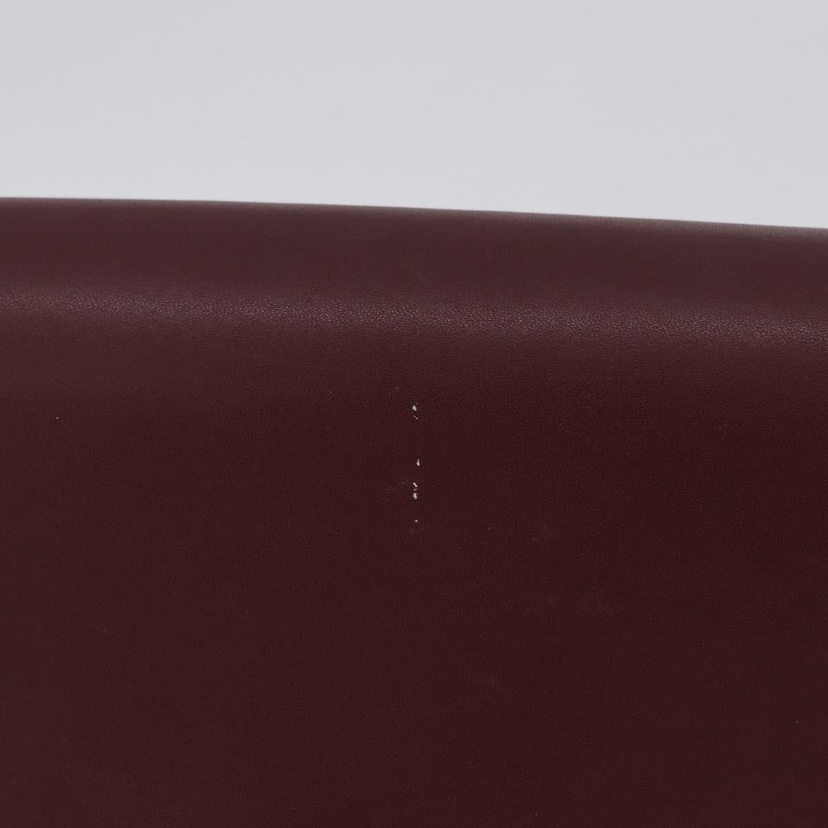 CARTIER Must Line Shoulder Bag Leather Bordeaux Gold Auth ka5688