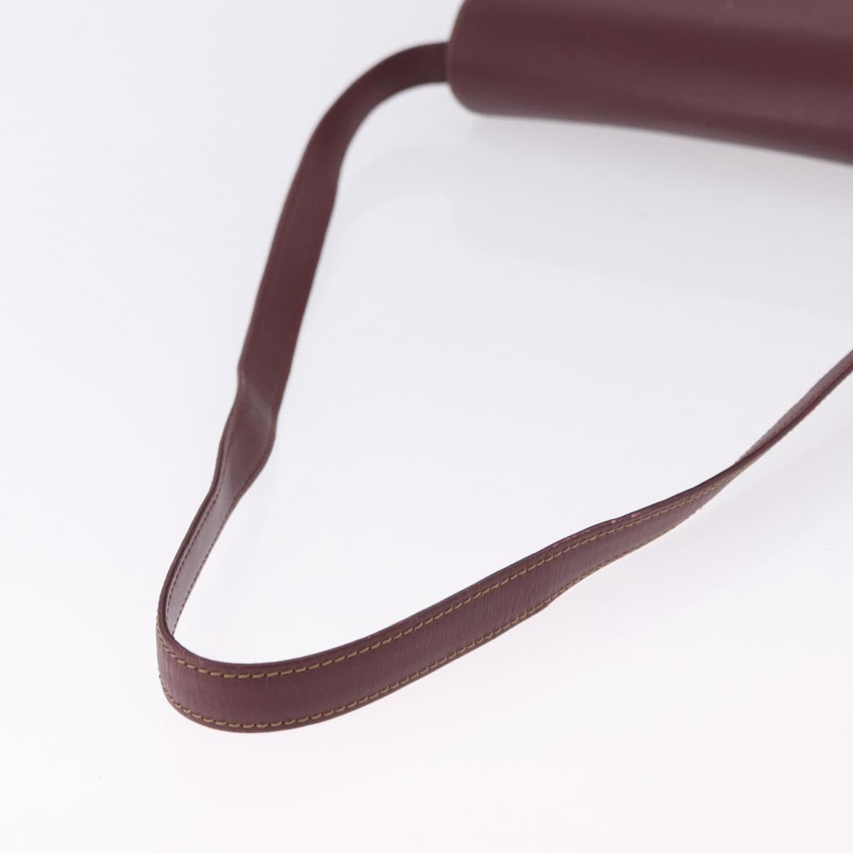 CARTIER Must Line Shoulder Bag Leather Bordeaux Gold Auth ka5688