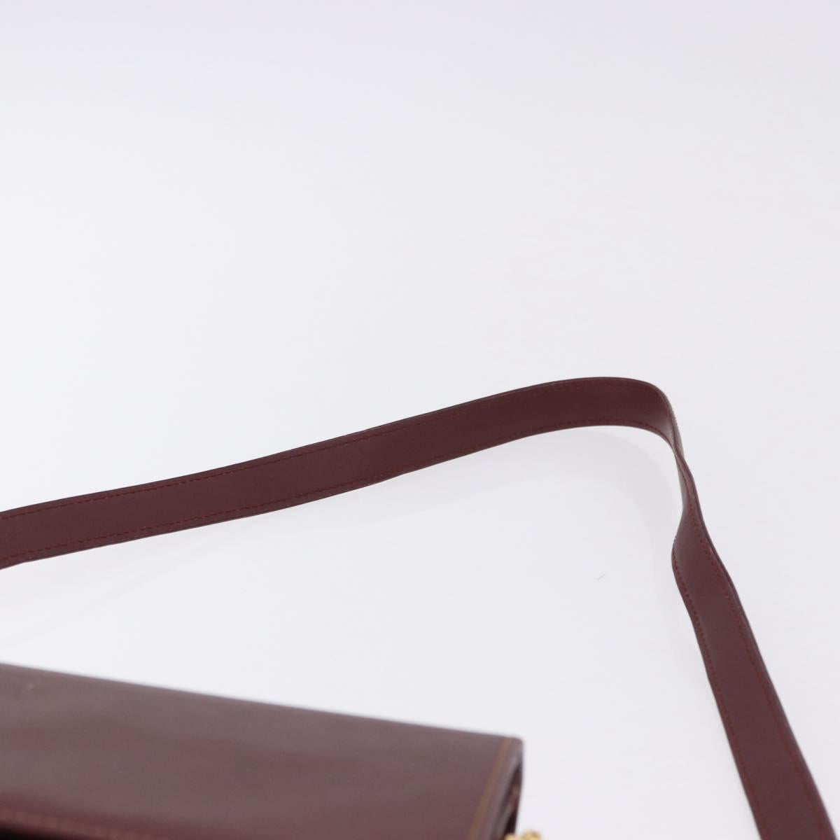 CARTIER Must Line Shoulder Bag Leather Bordeaux Gold Auth ka5688