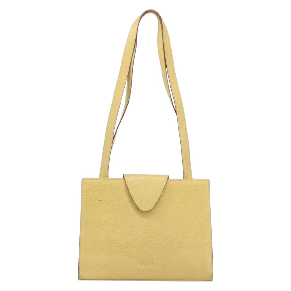 LOEWE Shoulder Bag Leather Yellow Auth ka569