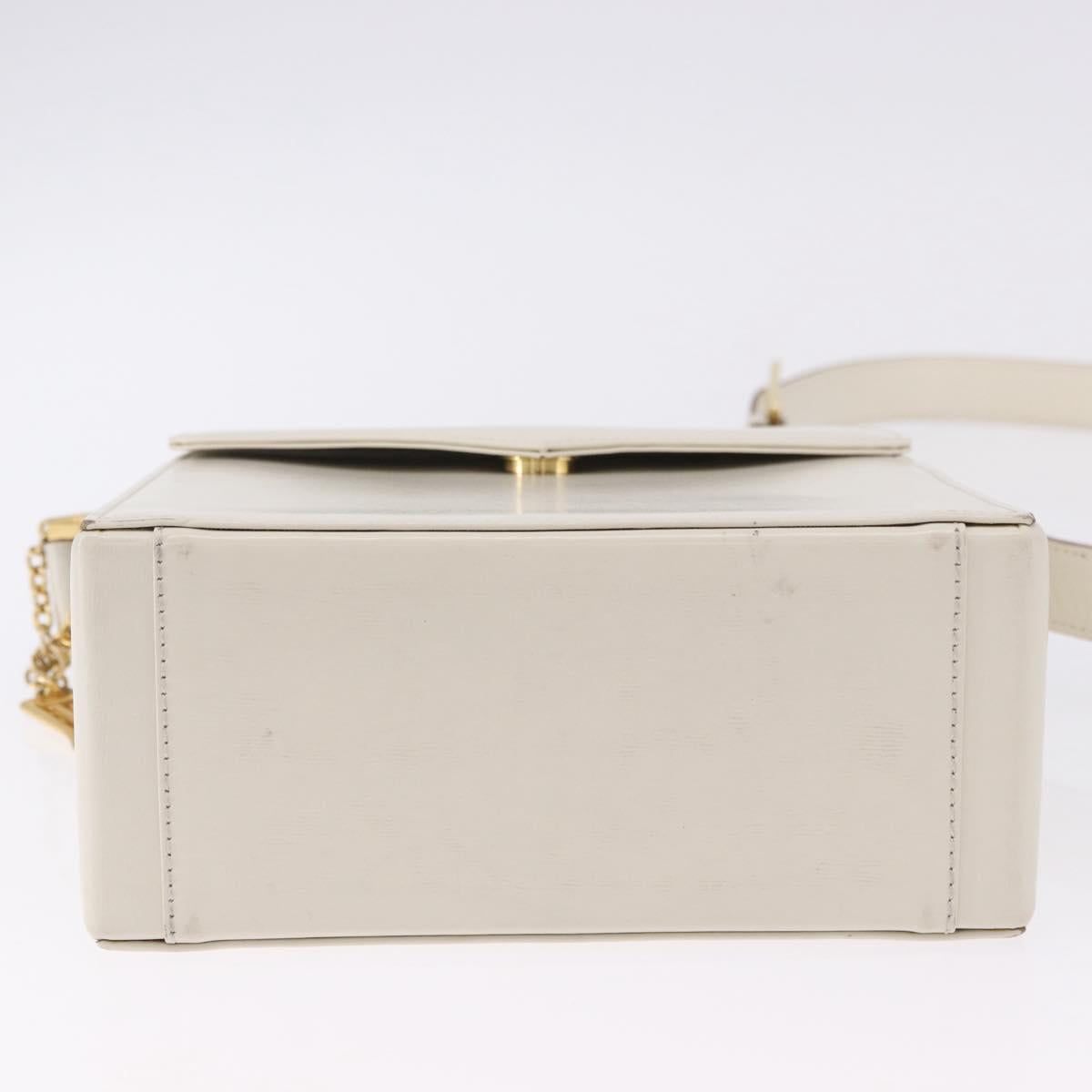 SAINT LAURENT Shoulder Bag Leather Ivory Gold Auth ka5691A