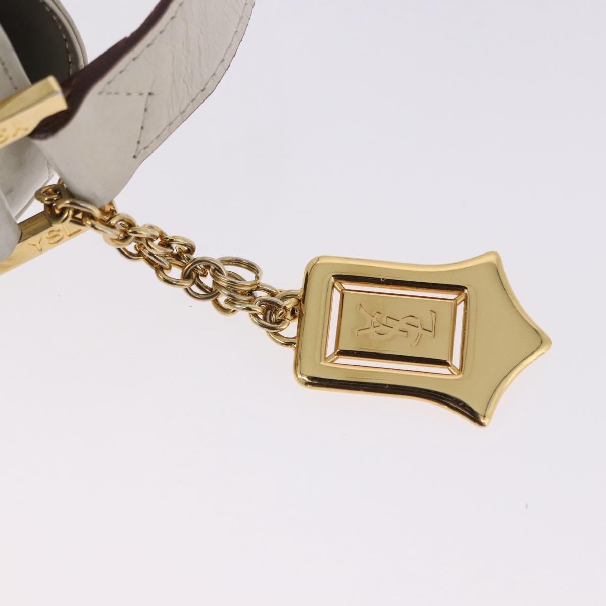 SAINT LAURENT Shoulder Bag Leather Ivory Gold Auth ka5691A