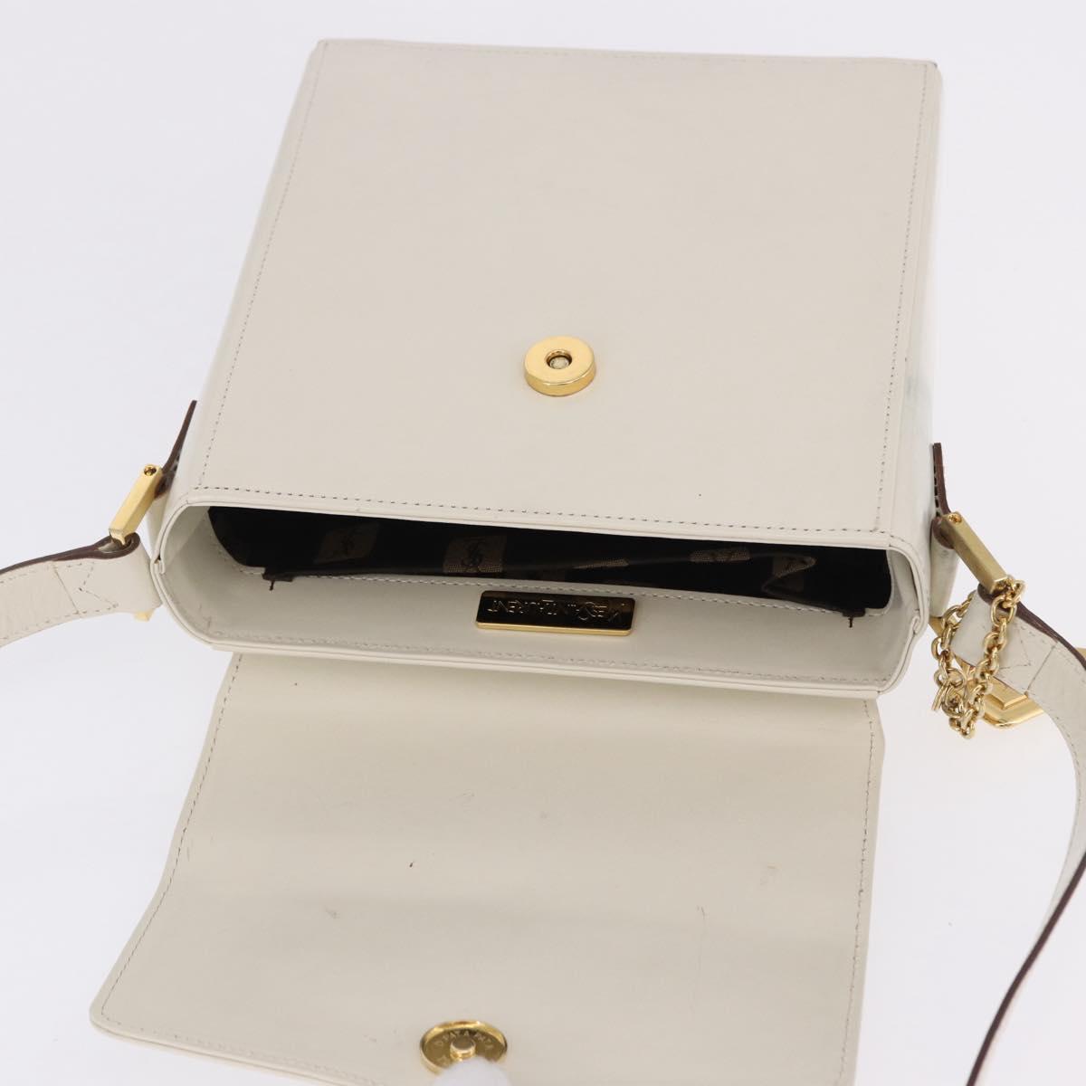 SAINT LAURENT Shoulder Bag Leather Ivory Gold Auth ka5691A