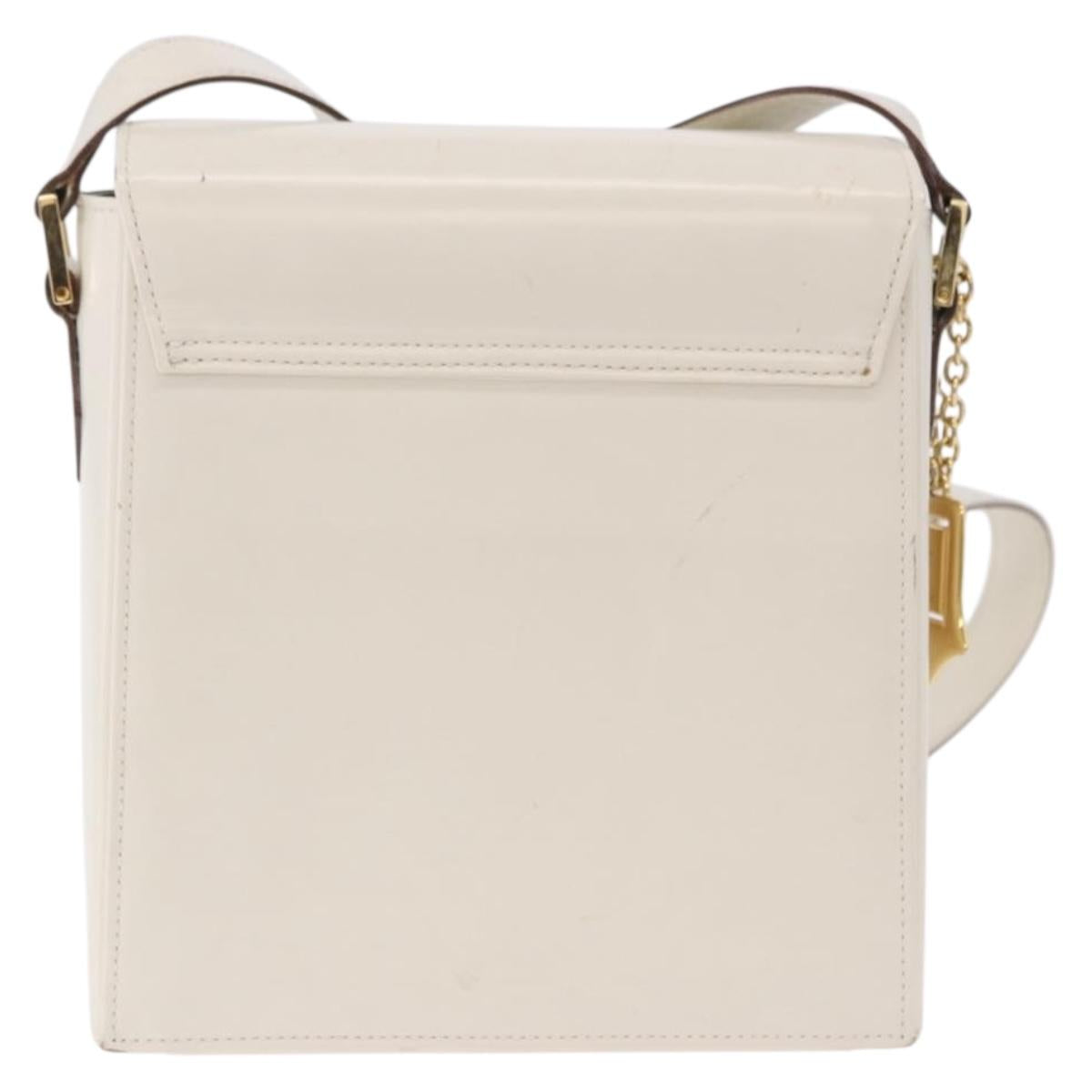 SAINT LAURENT Shoulder Bag Leather Ivory Gold Auth ka5691A
