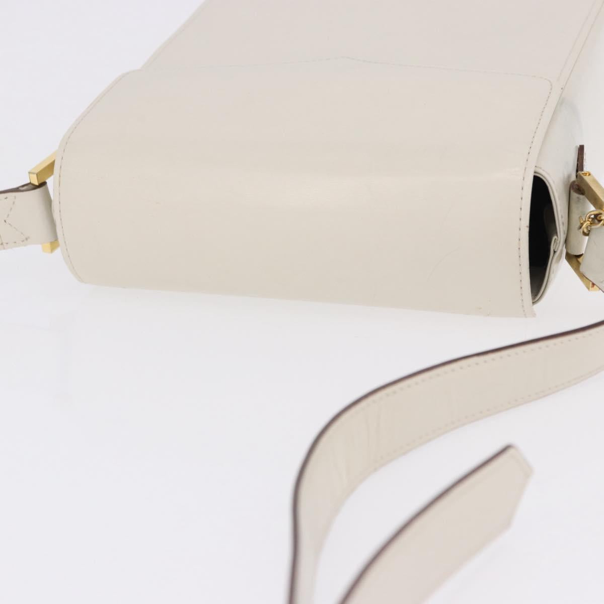 SAINT LAURENT Shoulder Bag Leather Ivory Gold Auth ka5691A
