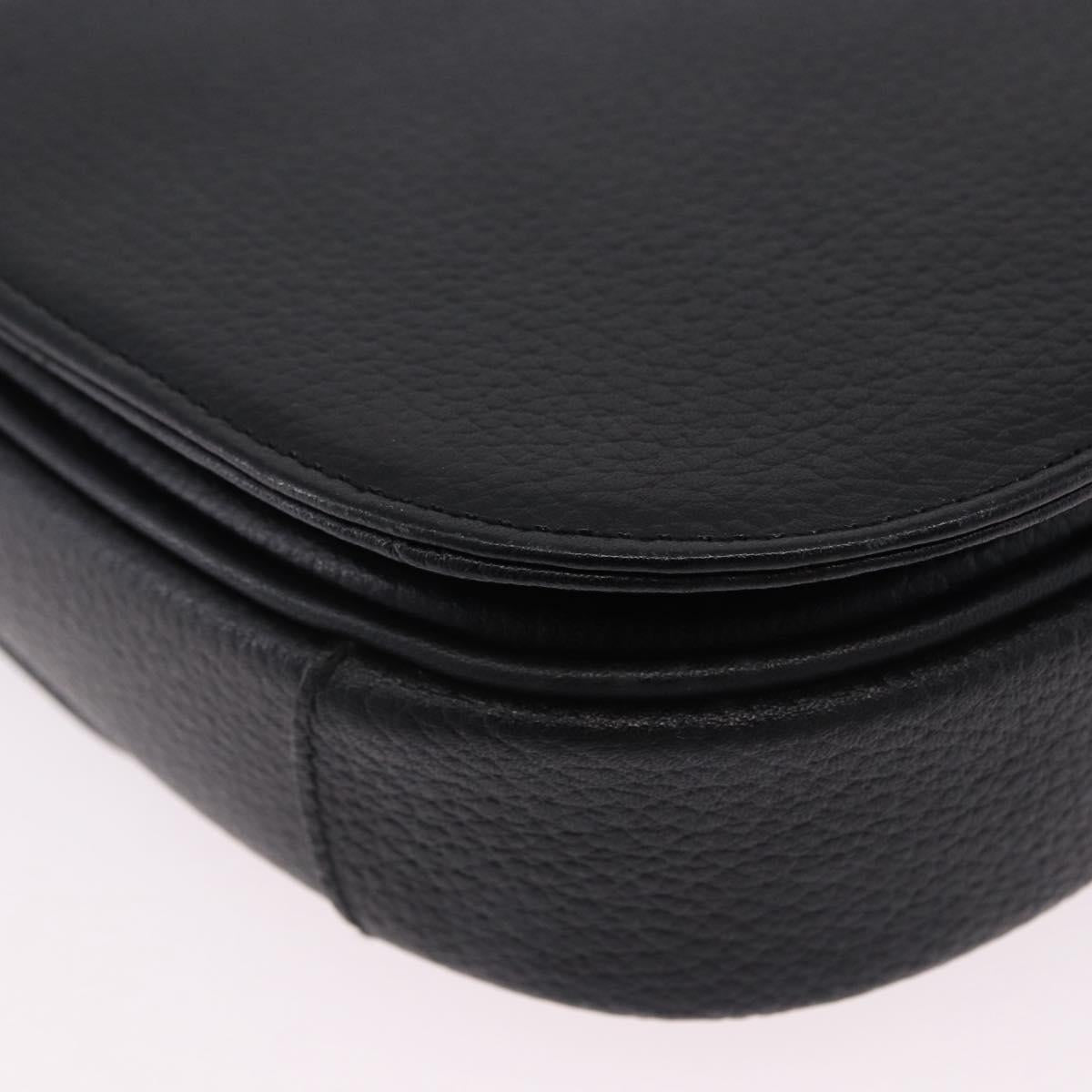 Burberrys Shoulder Bag Leather Black Gold Auth ka5693