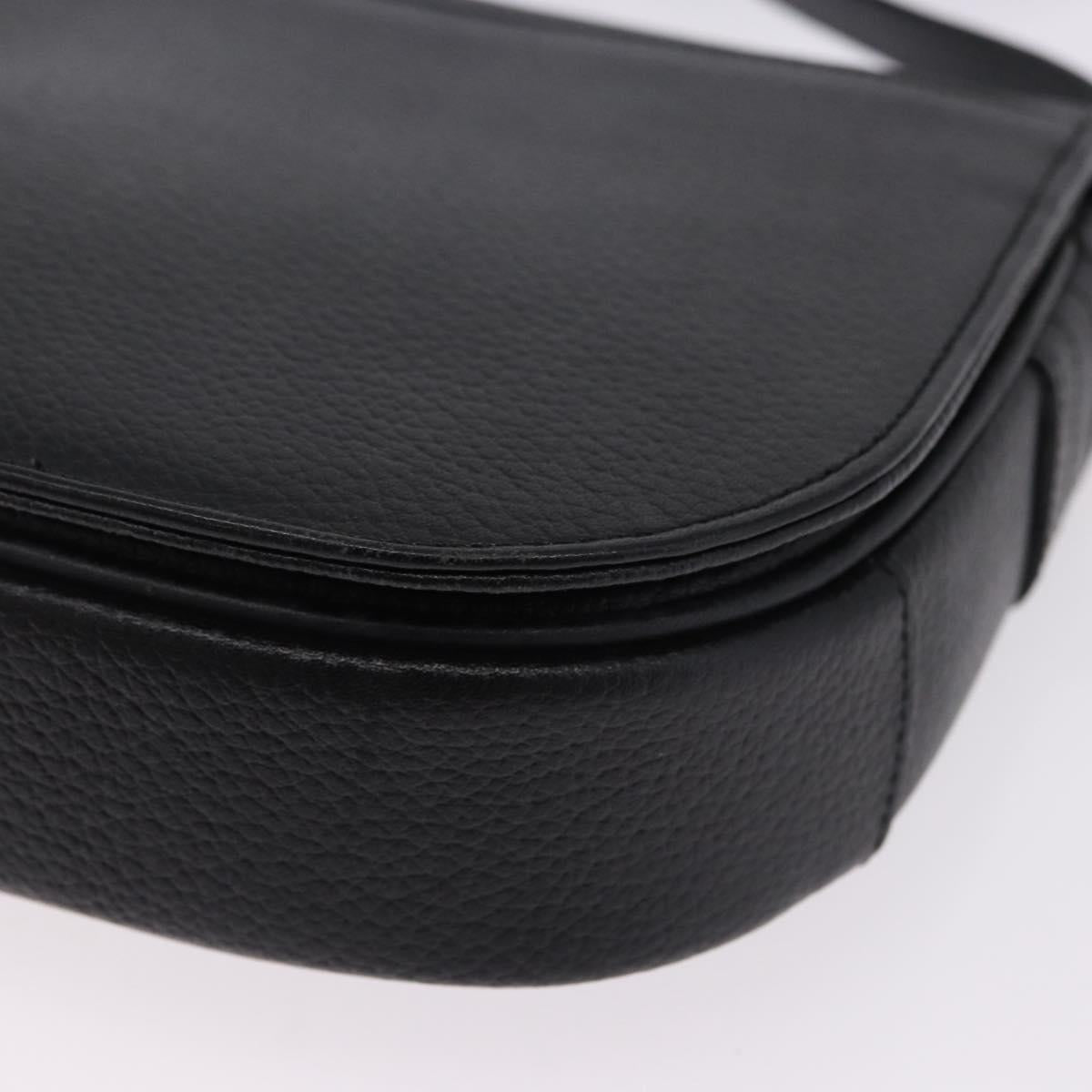 Burberrys Shoulder Bag Leather Black Gold Auth ka5693