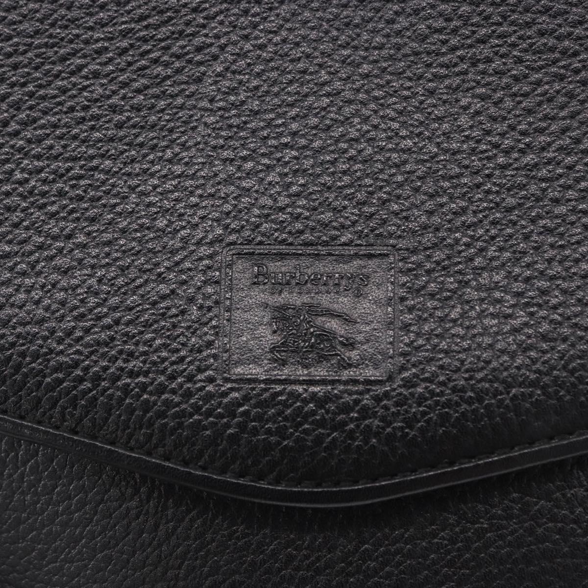 Burberrys Shoulder Bag Leather Black Gold Auth ka5693