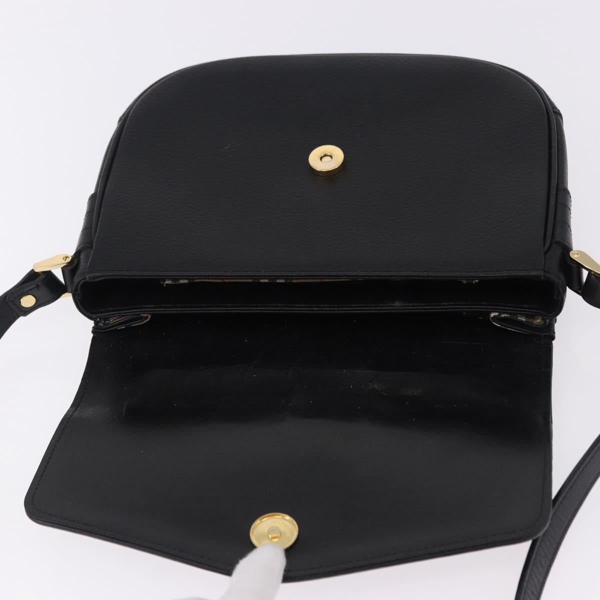 Burberrys Shoulder Bag Leather Black Gold Auth ka5693