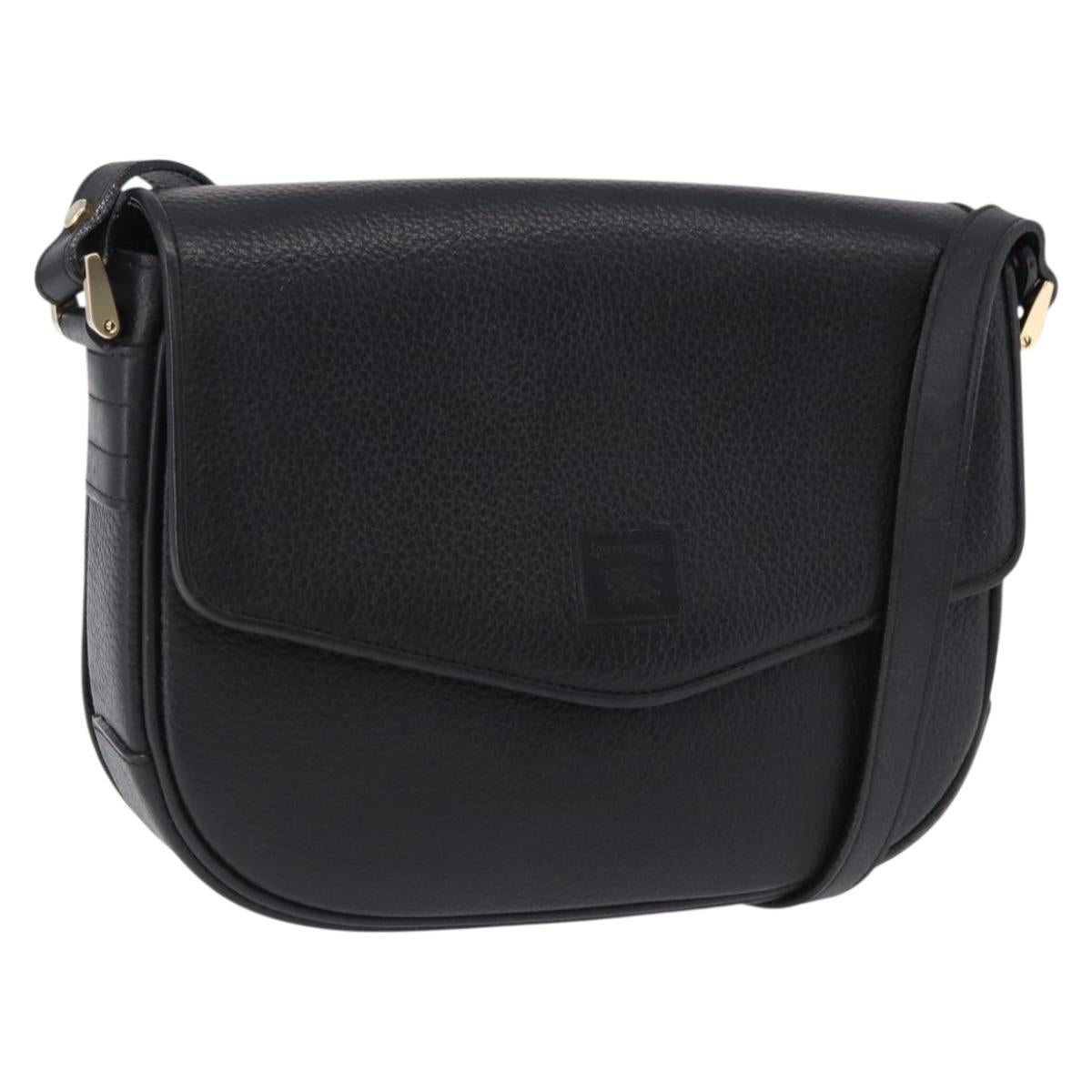 Burberrys Shoulder Bag Leather Black Gold Auth ka5693