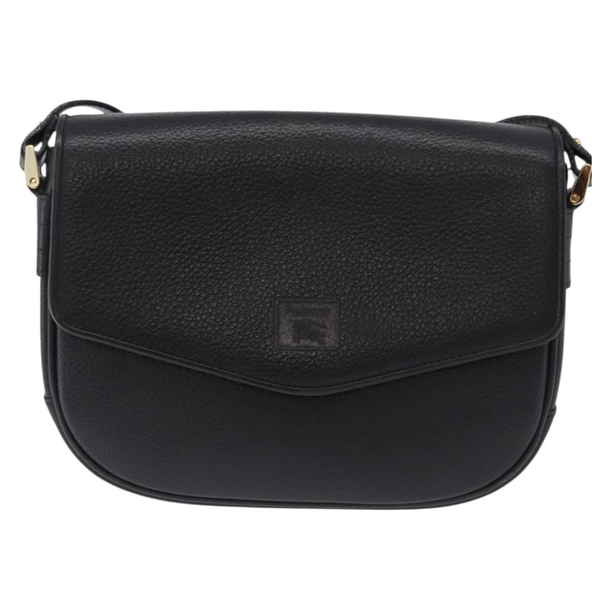 Burberrys Shoulder Bag Leather Black Gold Auth ka5693