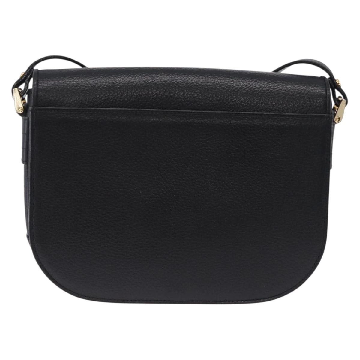 Burberrys Shoulder Bag Leather Black Gold Auth ka5693