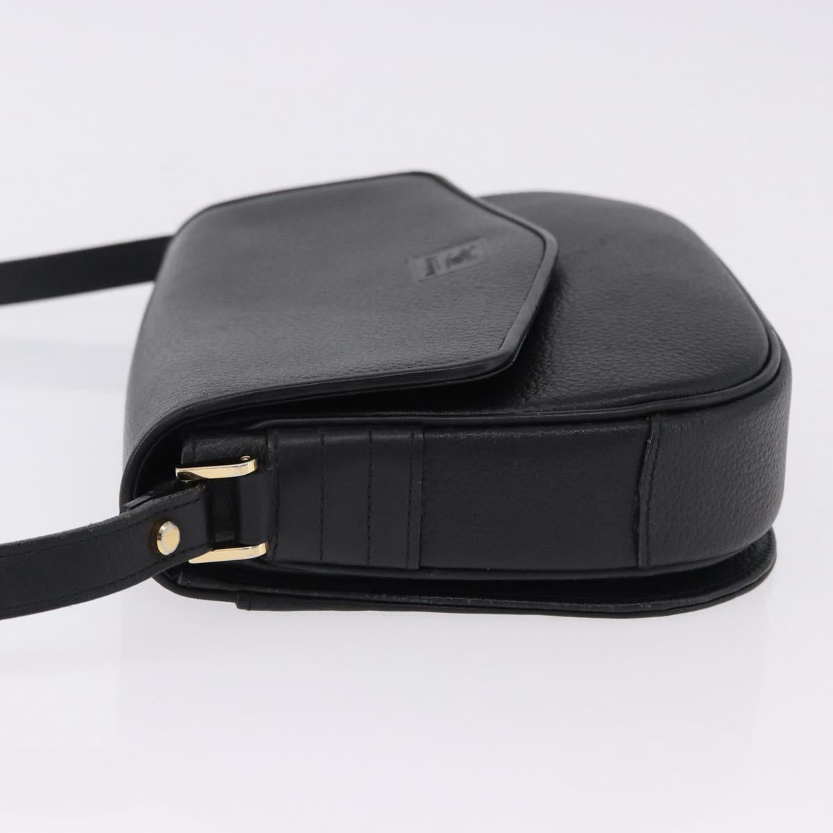 Burberrys Shoulder Bag Leather Black Gold Auth ka5693
