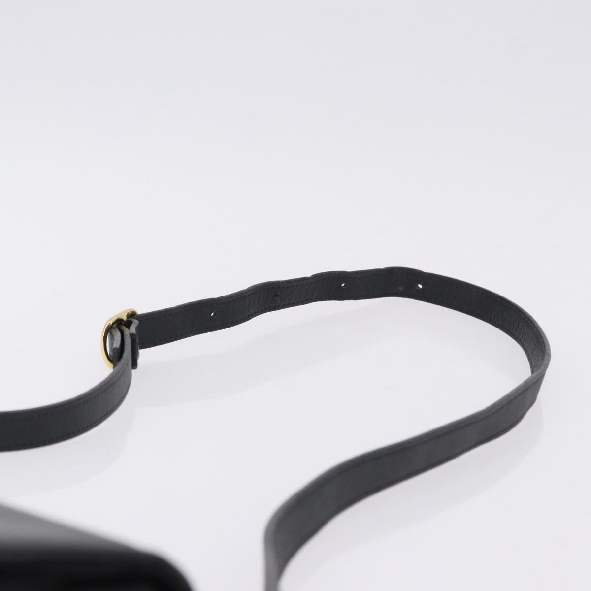 Burberrys Shoulder Bag Leather Black Gold Auth ka5693