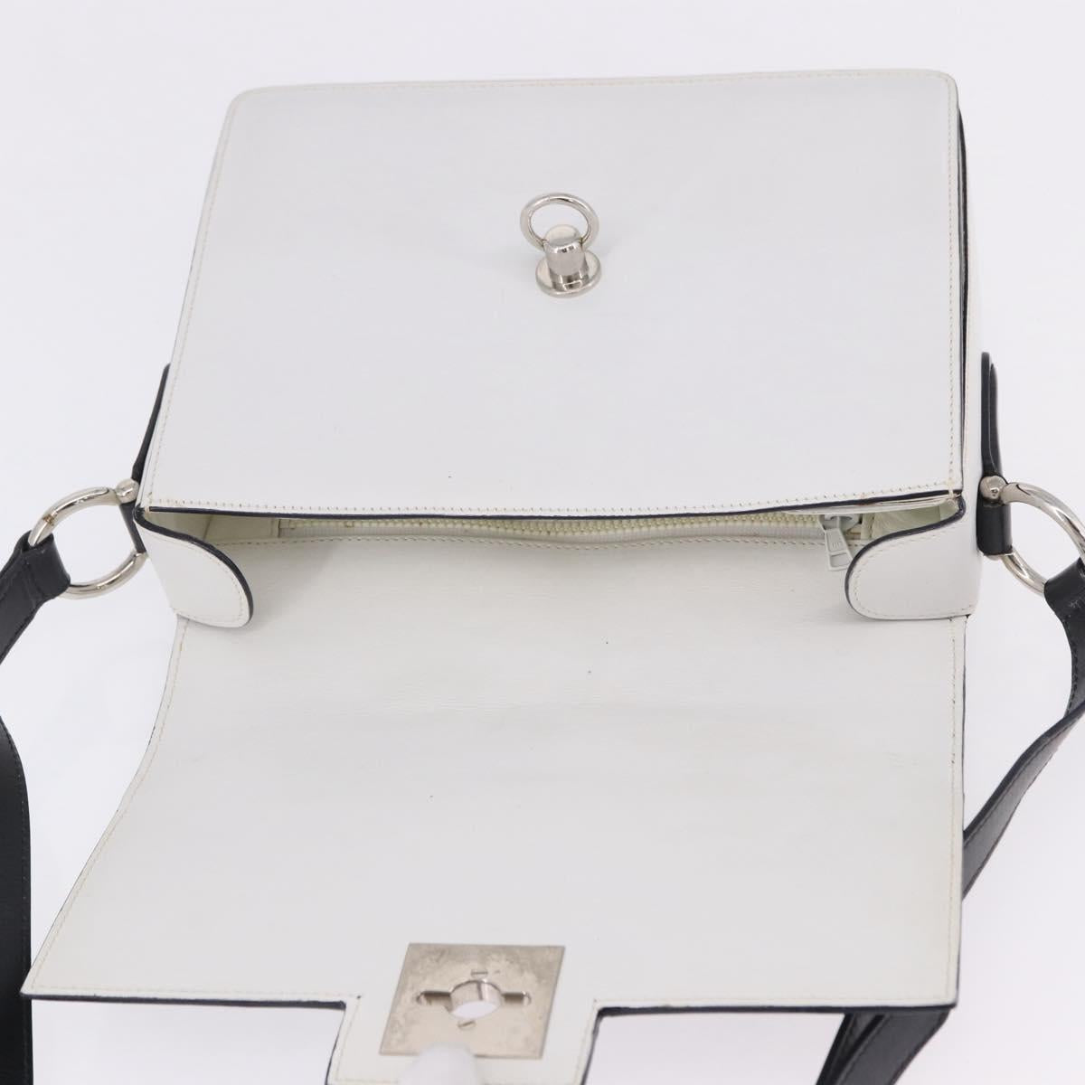 CELINE Shoulder Bag Leather Black White Auth ka5694A