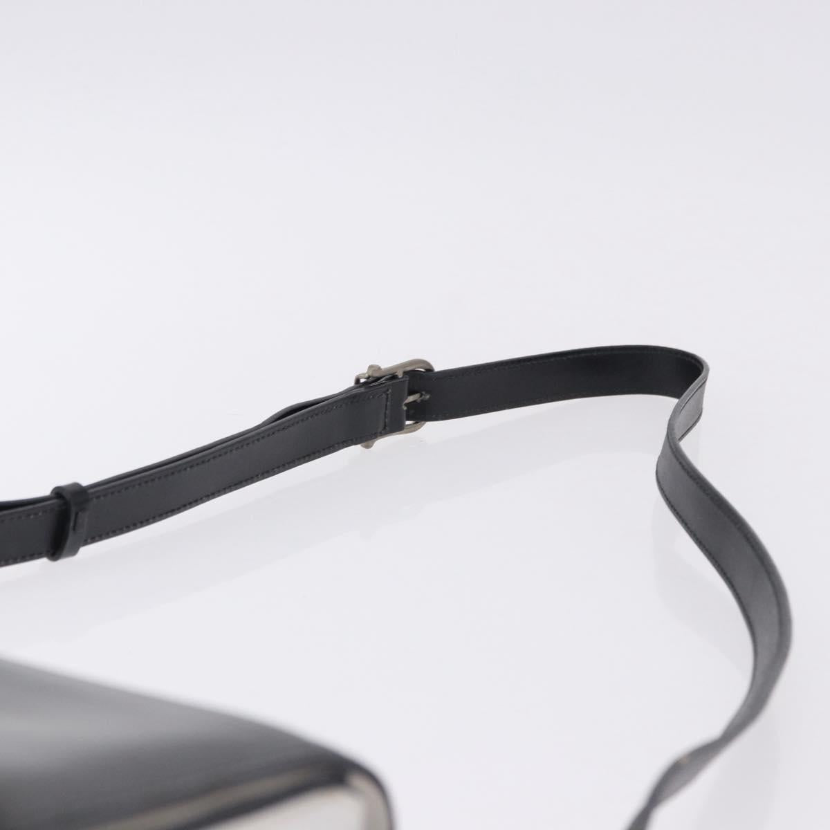 CELINE Shoulder Bag Leather Black White Auth ka5694A