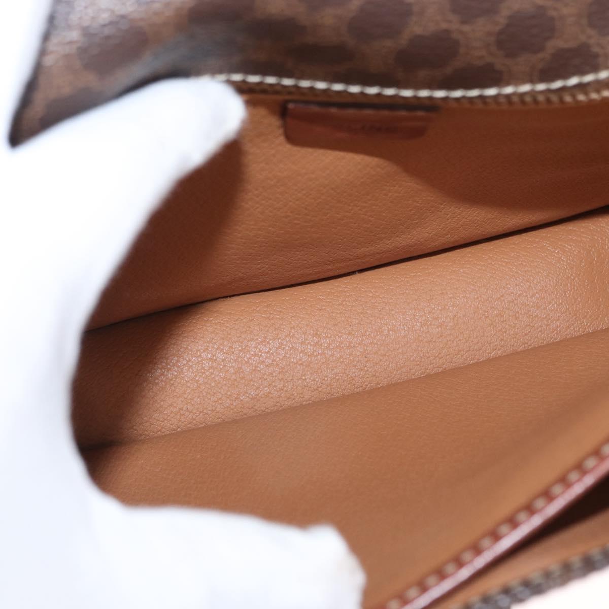 CELINE Macadam Canvas Shoulder Bag PVC Leather Brown Gold Auth ka570