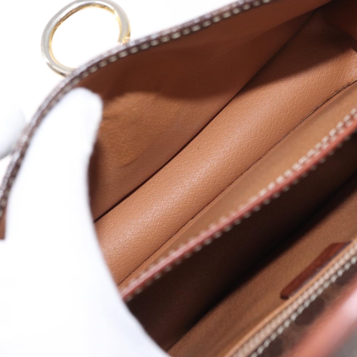 CELINE Macadam Canvas Shoulder Bag PVC Leather Brown Gold Auth ka570