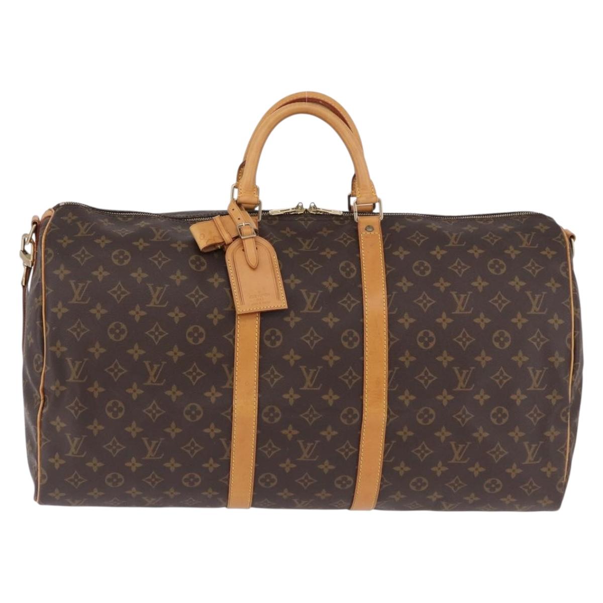 LOUIS VUITTON Monogram Keepall Bandouliere 55 Boston Bag M41414 LV Auth ka5700