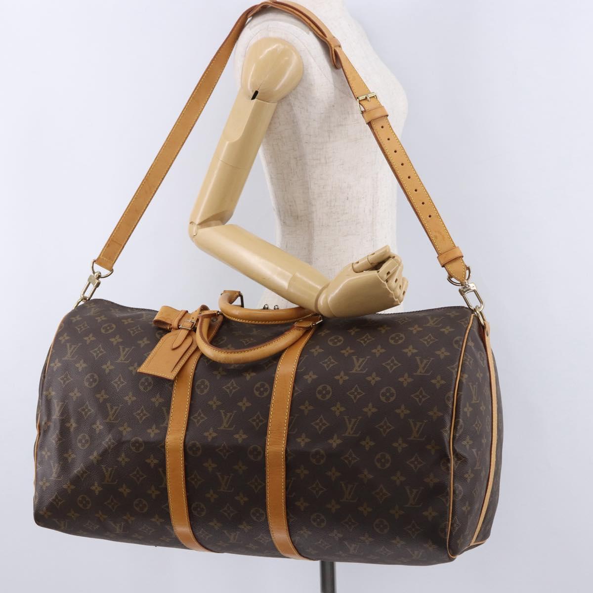 LOUIS VUITTON Monogram Keepall Bandouliere 55 Boston Bag M41414 LV Auth ka5700