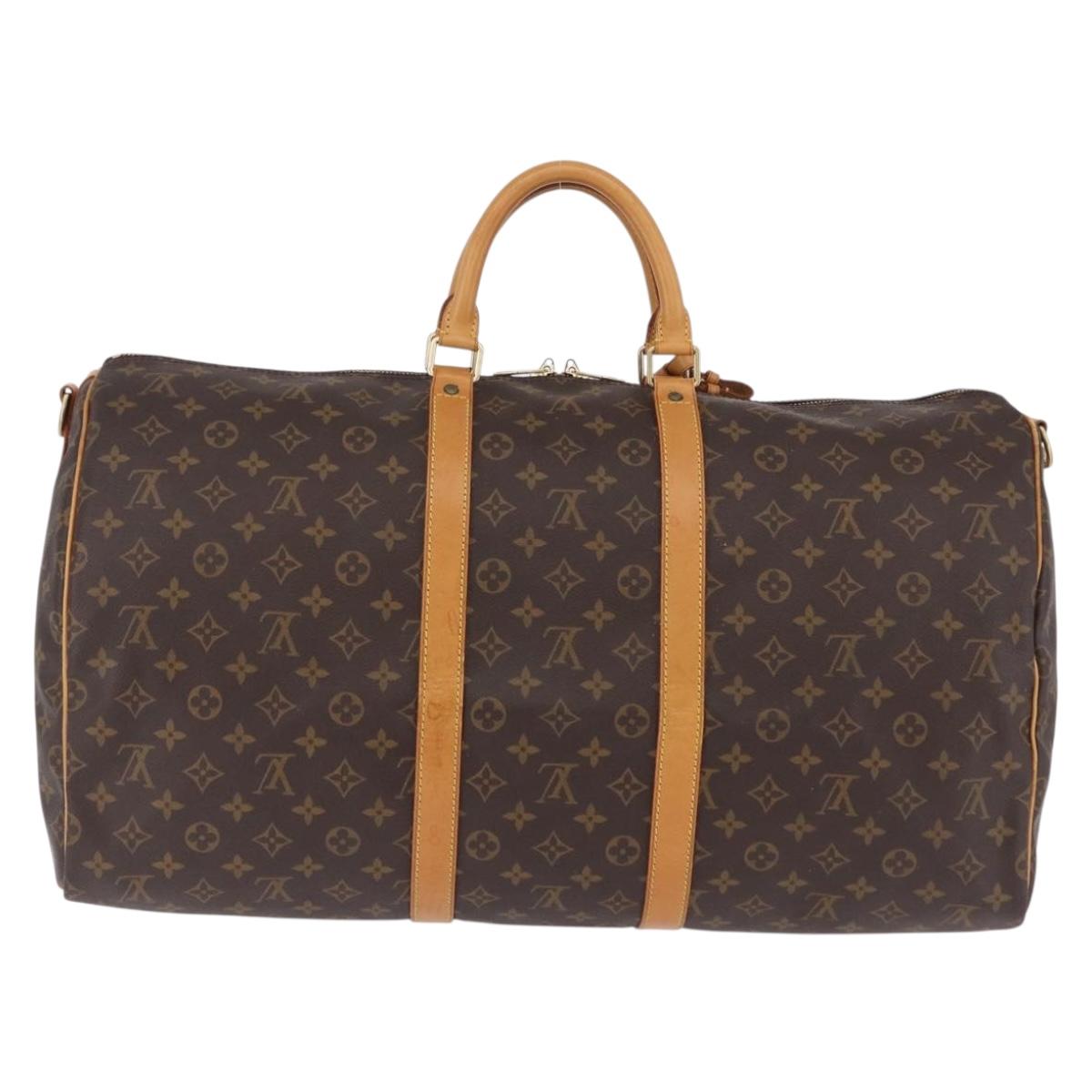 LOUIS VUITTON Monogram Keepall Bandouliere 55 Boston Bag M41414 LV Auth ka5700