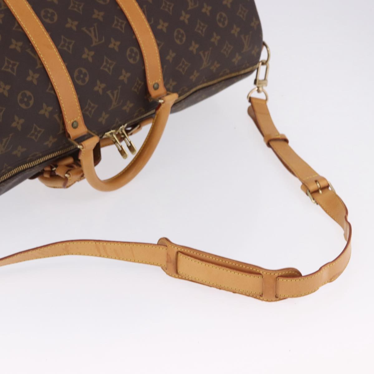LOUIS VUITTON Monogram Keepall Bandouliere 55 Boston Bag M41414 LV Auth ka5700