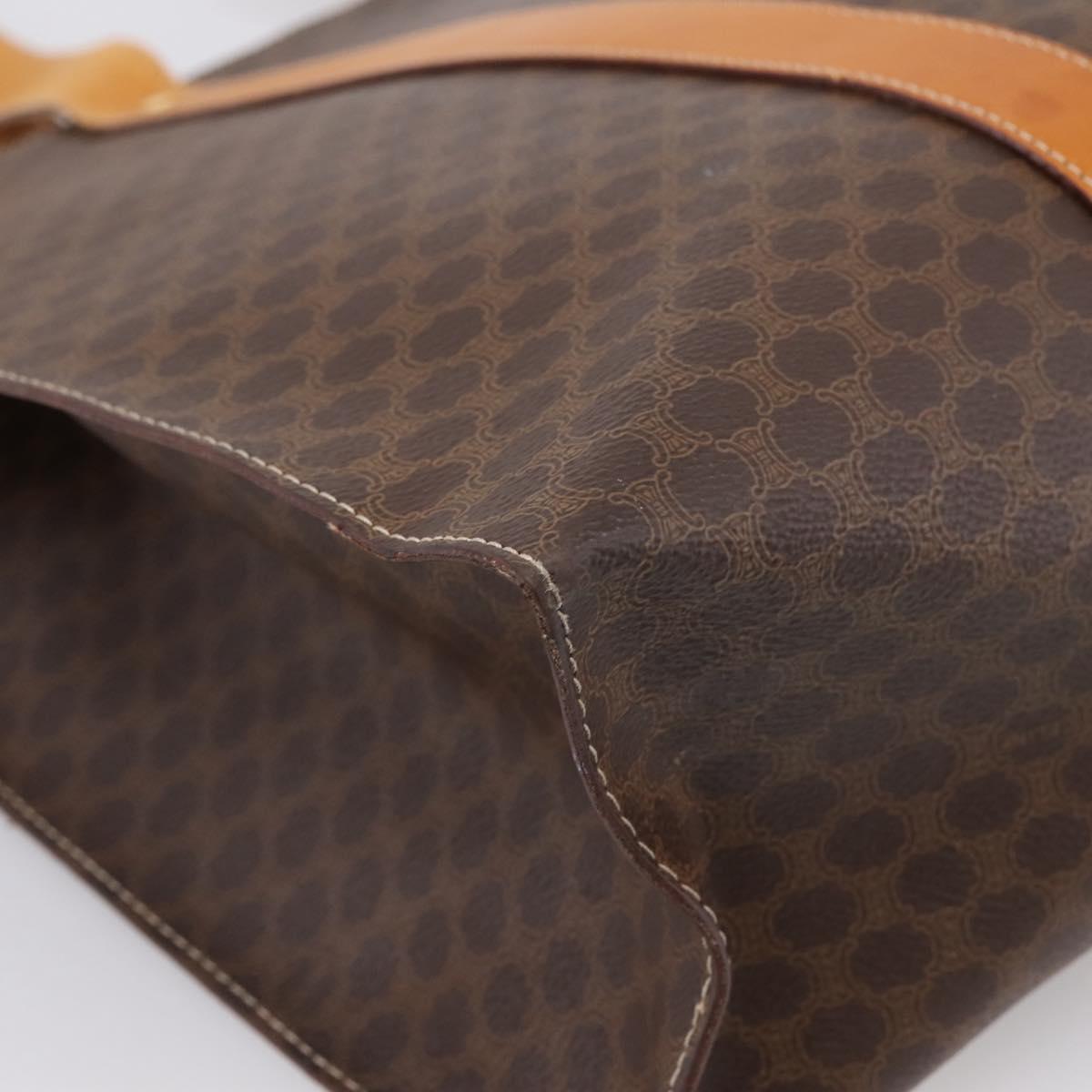 CELINE Macadam Canvas Tote Bag PVC Leather Brown Gold Auth ka5704