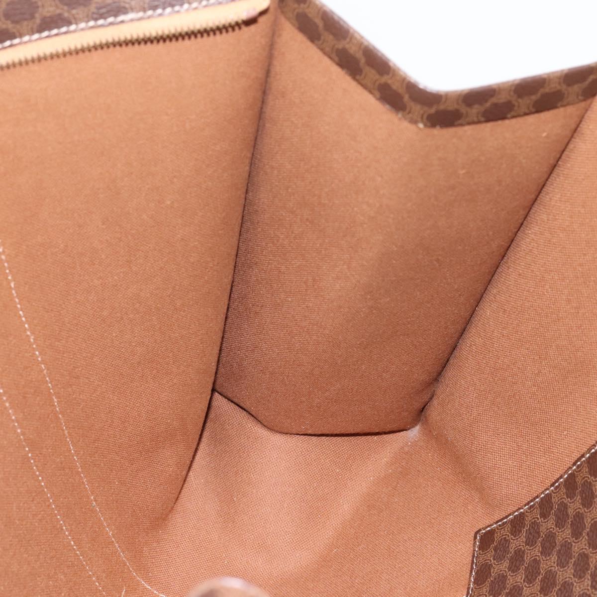 CELINE Macadam Canvas Tote Bag PVC Leather Brown Gold Auth ka5704