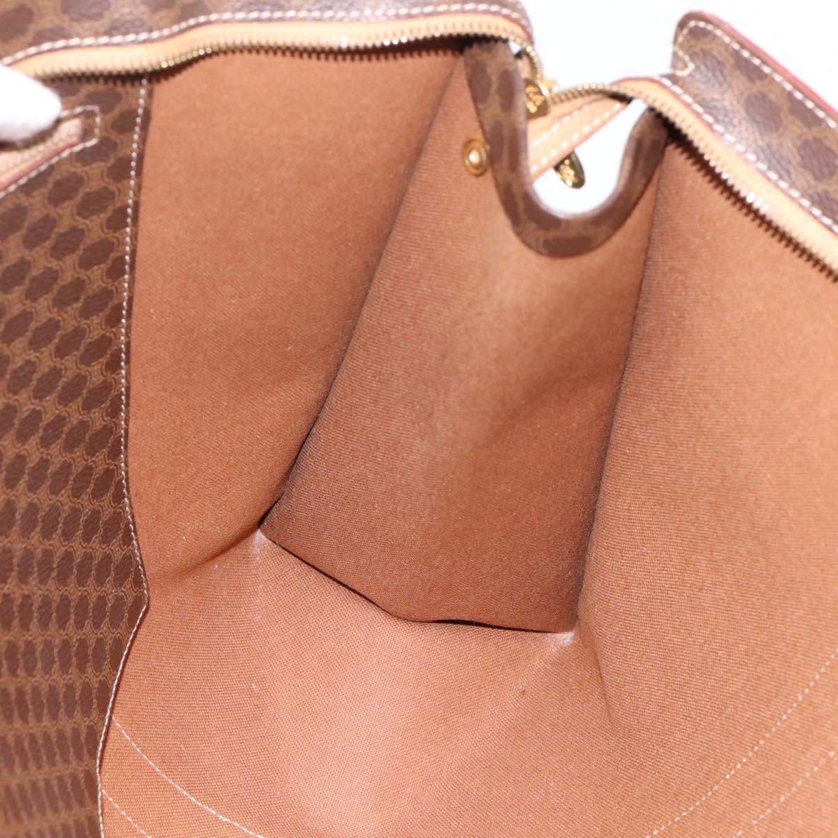 CELINE Macadam Canvas Tote Bag PVC Leather Brown Gold Auth ka5704