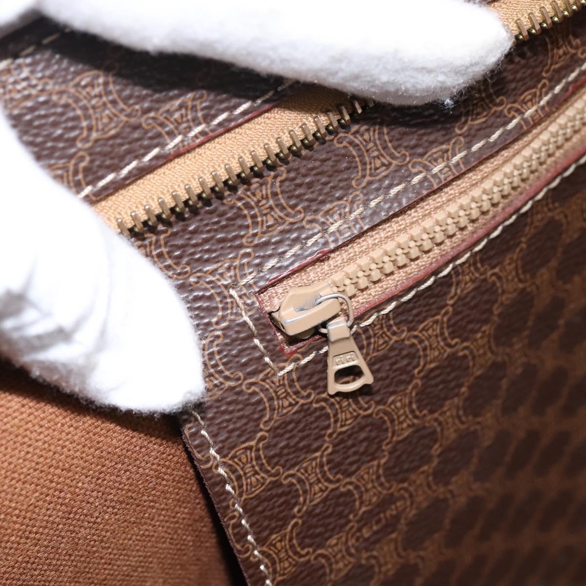 CELINE Macadam Canvas Tote Bag PVC Leather Brown Gold Auth ka5704