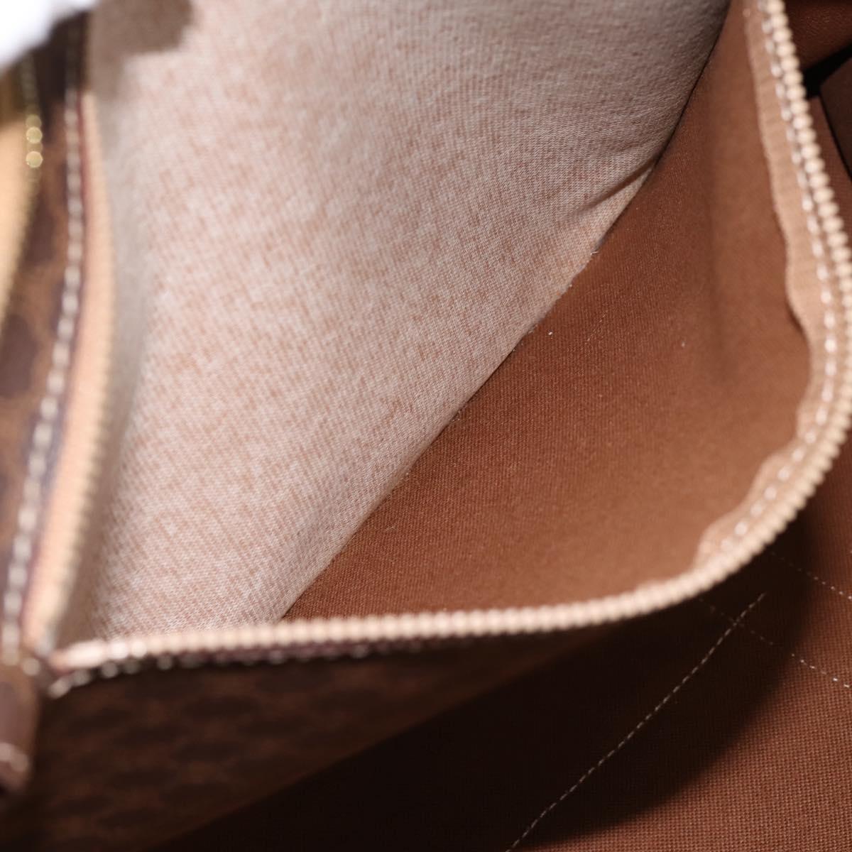 CELINE Macadam Canvas Tote Bag PVC Leather Brown Gold Auth ka5704