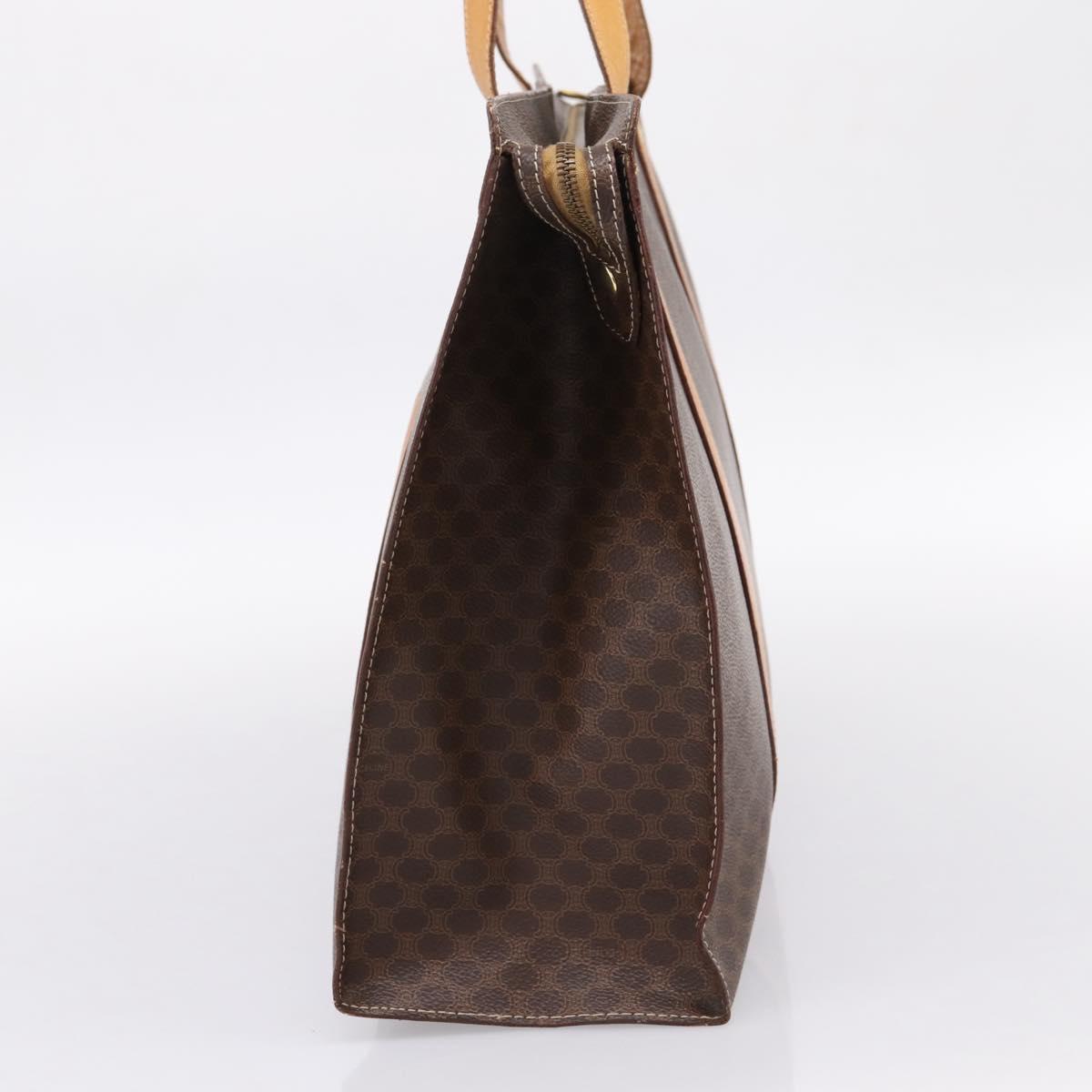 CELINE Macadam Canvas Tote Bag PVC Leather Brown Gold Auth ka5704