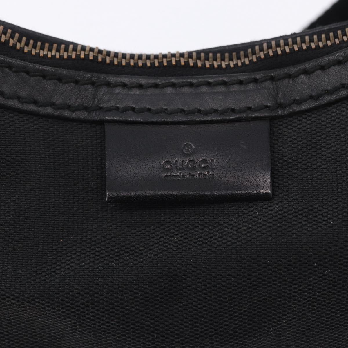 GUCCI Sherry Line Shoulder Bag Canvas Black Gold 106663 Auth ka5705