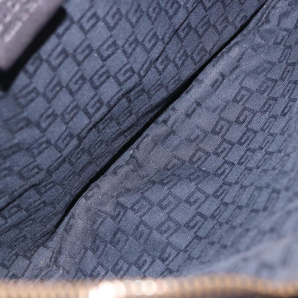 GUCCI Sherry Line Shoulder Bag Canvas Black Gold 106663 Auth ka5705