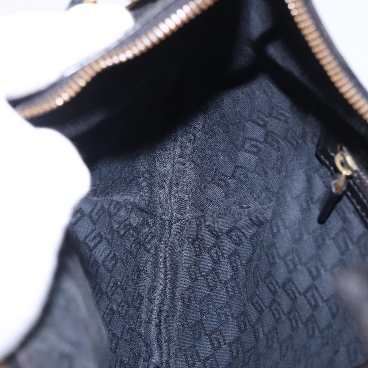 GUCCI Sherry Line Shoulder Bag Canvas Black Gold 106663 Auth ka5705
