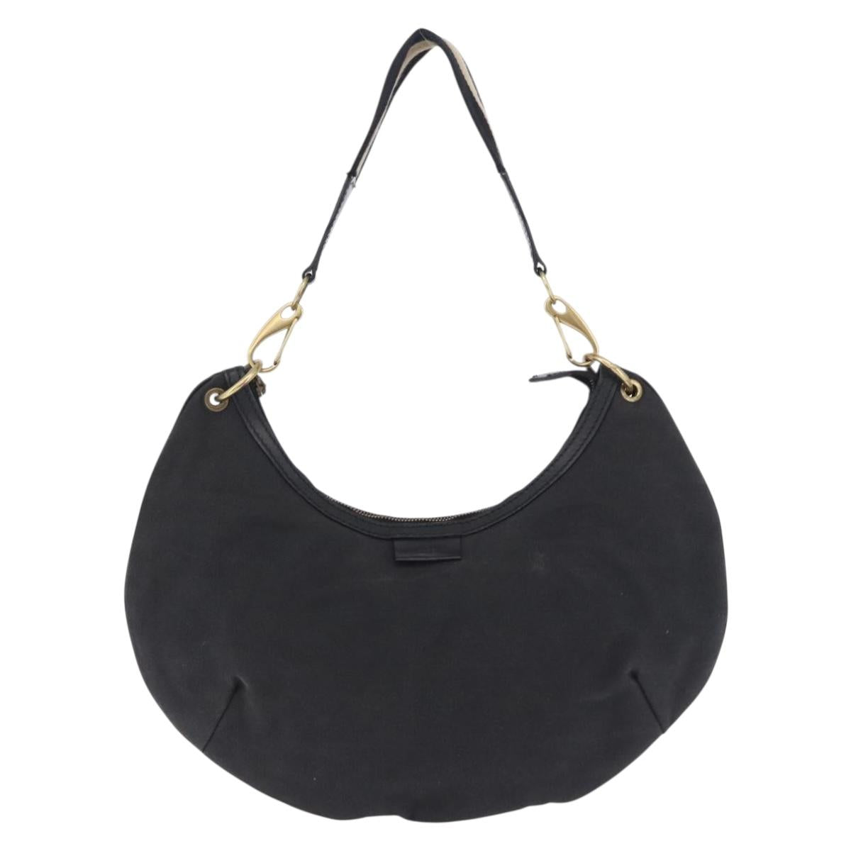 GUCCI Sherry Line Shoulder Bag Canvas Black Gold 106663 Auth ka5705
