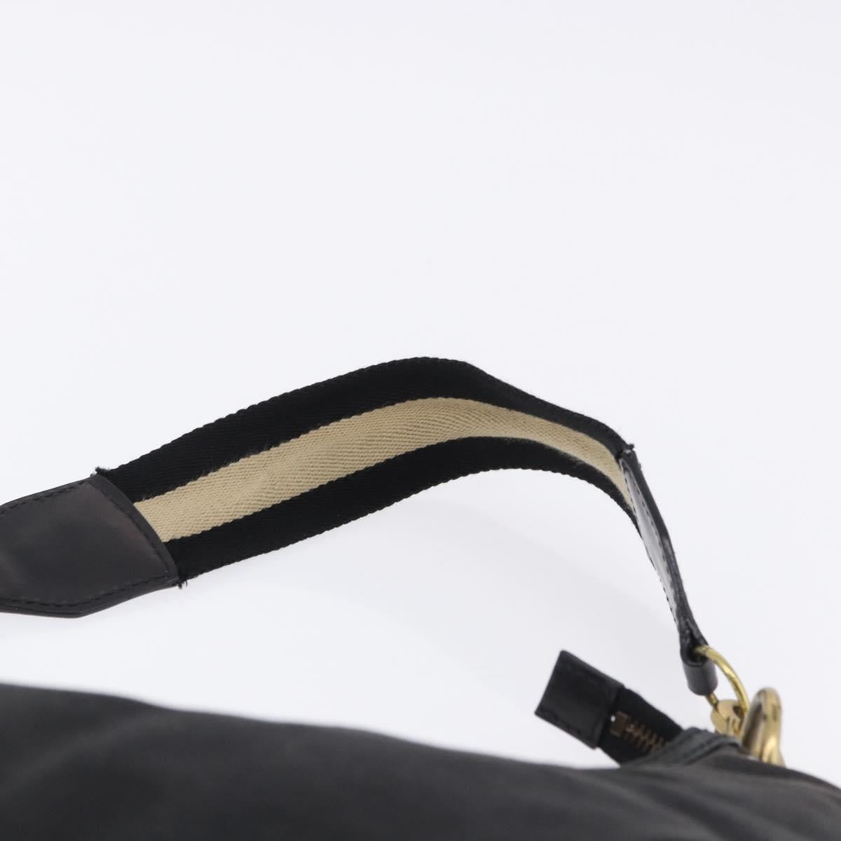 GUCCI Sherry Line Shoulder Bag Canvas Black Gold 106663 Auth ka5705