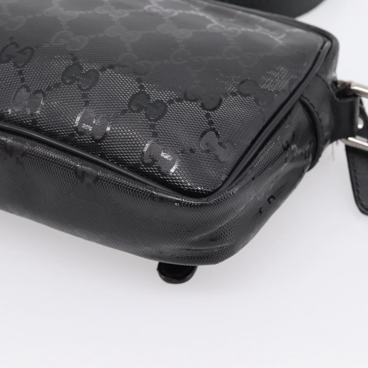 GUCCI GG Implementation Shoulder Bag PVC Black Silver 201447 Auth ka5707A