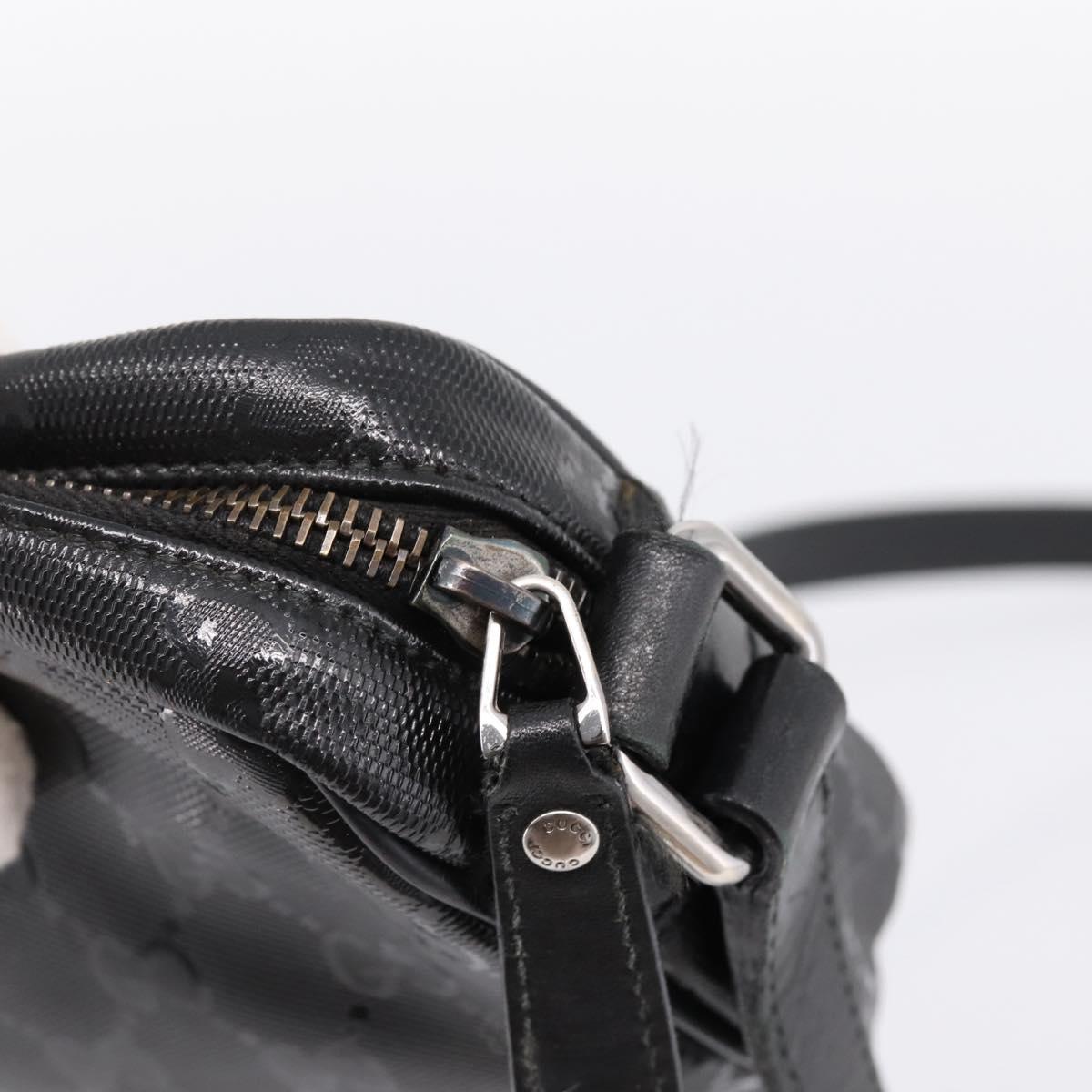 GUCCI GG Implementation Shoulder Bag PVC Black Silver 201447 Auth ka5707A