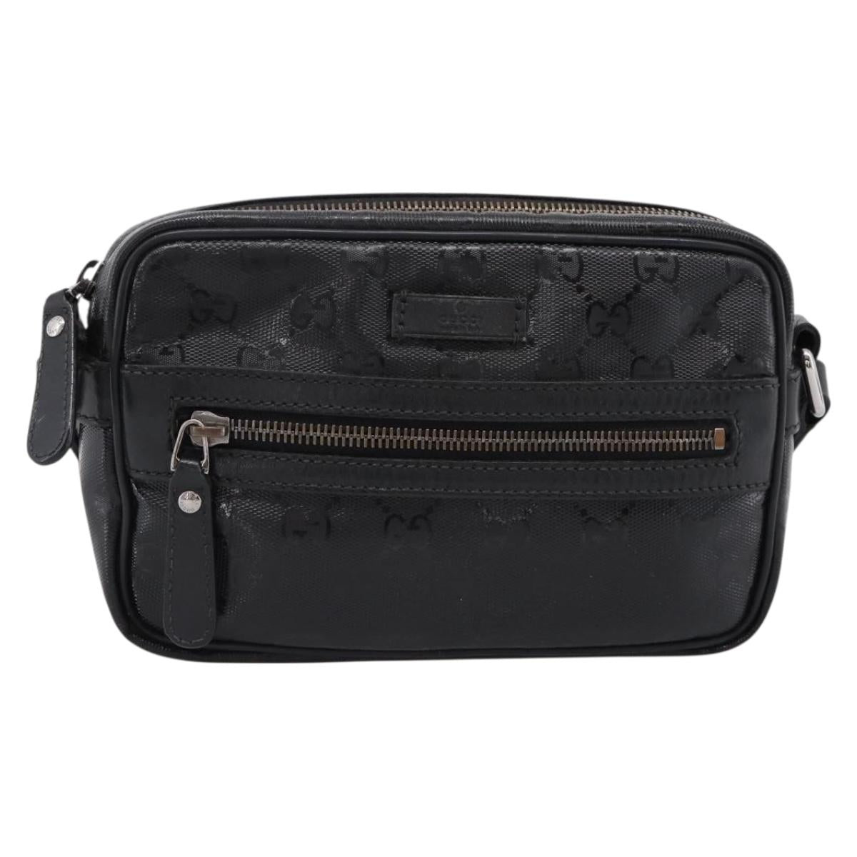 GUCCI GG Implementation Shoulder Bag PVC Black Silver 201447 Auth ka5707A