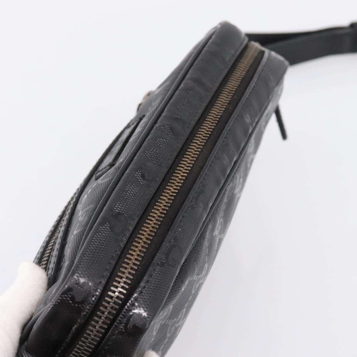 GUCCI GG Implementation Shoulder Bag PVC Black Silver 201447 Auth ka5707A