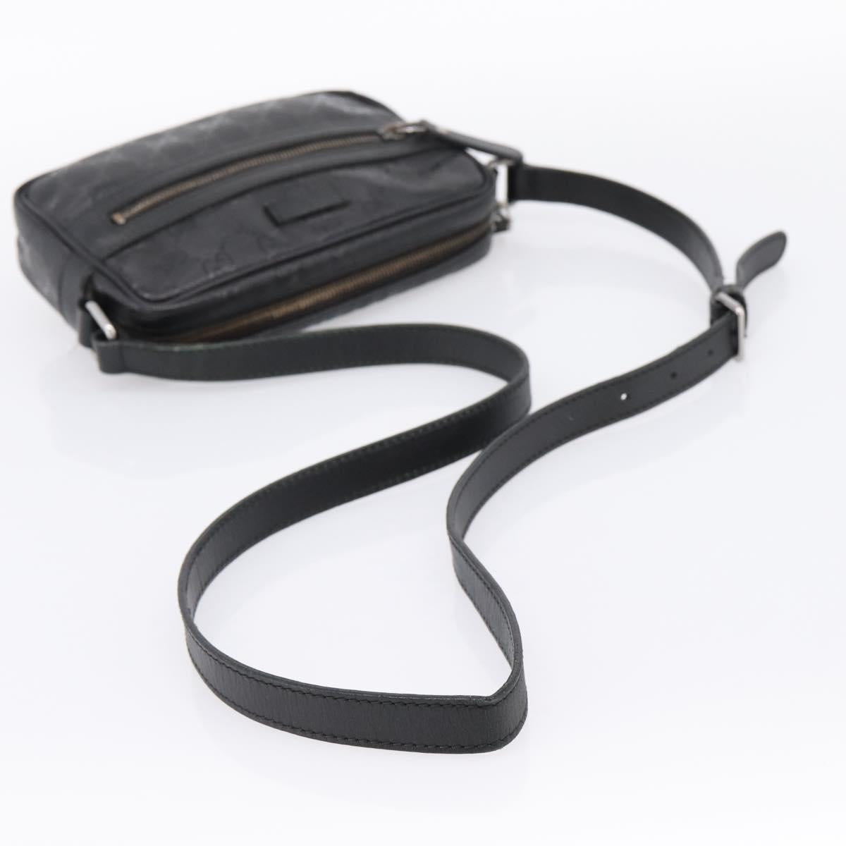 GUCCI GG Implementation Shoulder Bag PVC Black Silver 201447 Auth ka5707A